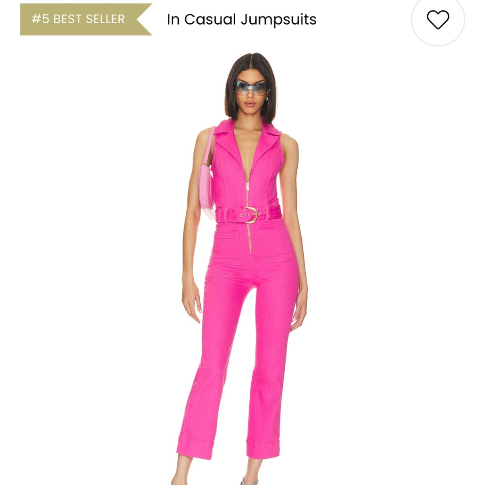 Jacksonville Cropped Jumpsuit in Hot Pink Denim